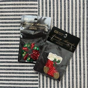 OS Fancy Accents Christmas Sequin Appliques Vintage NWT Lot of 2